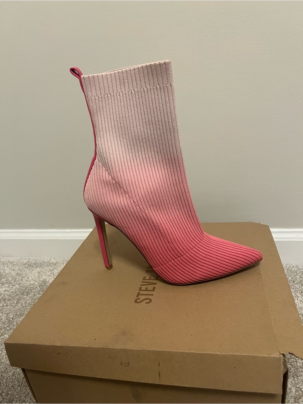 Steve Madden Pink Ombré Ribbed Sock Boot